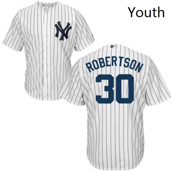 Youth Majestic New York Yankees 30 David Robertson Authentic White Home MLB Jersey